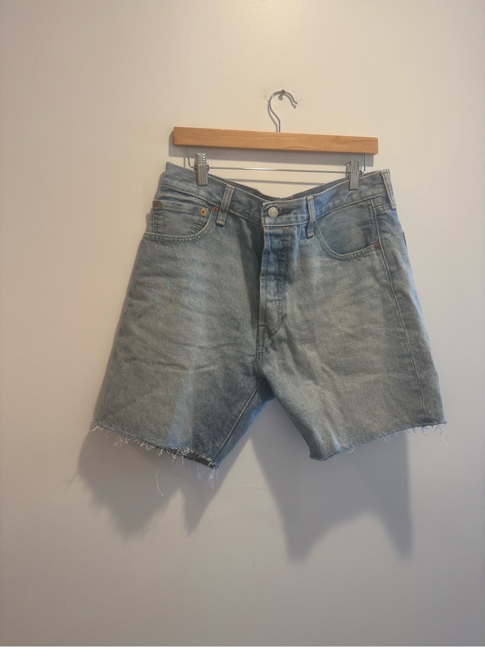 Light Wash Denim Men's Levi Cutoff Shorts